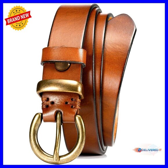 Full Grain Leather Belt with Vintage Buckle, 1.1\
